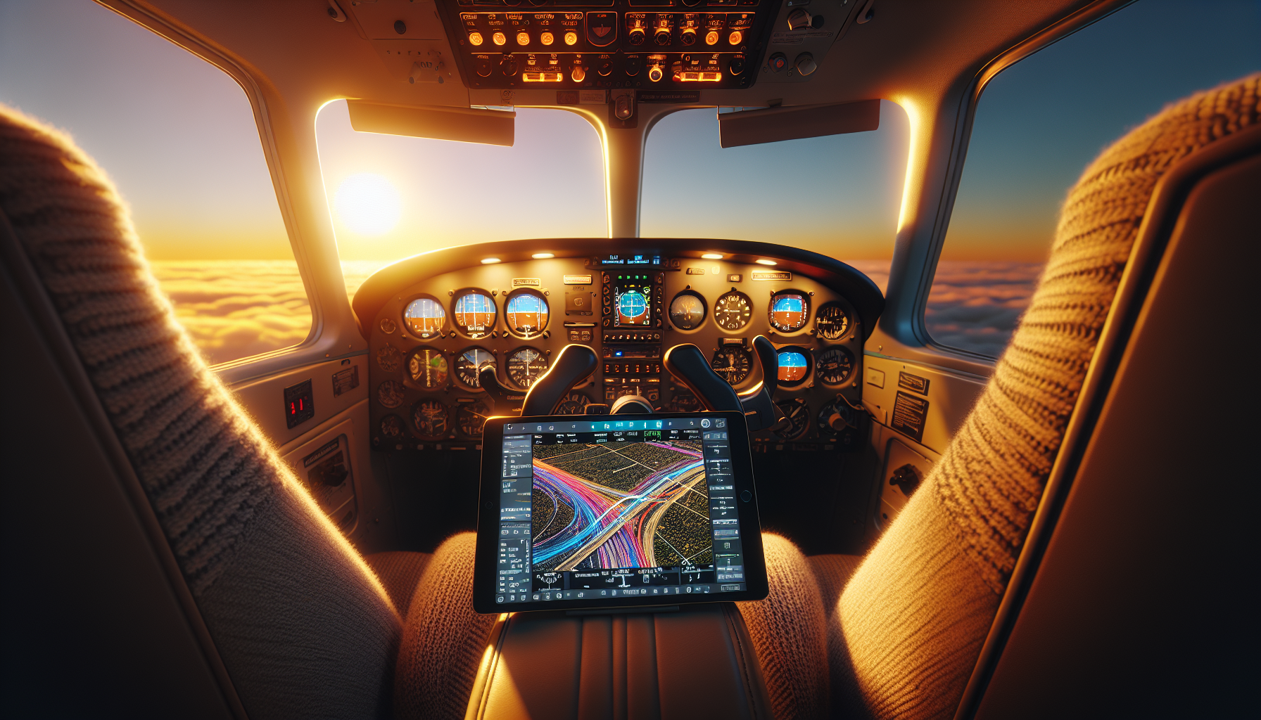ADS-B traffic awareness display in aircraft cockpit showing safety information